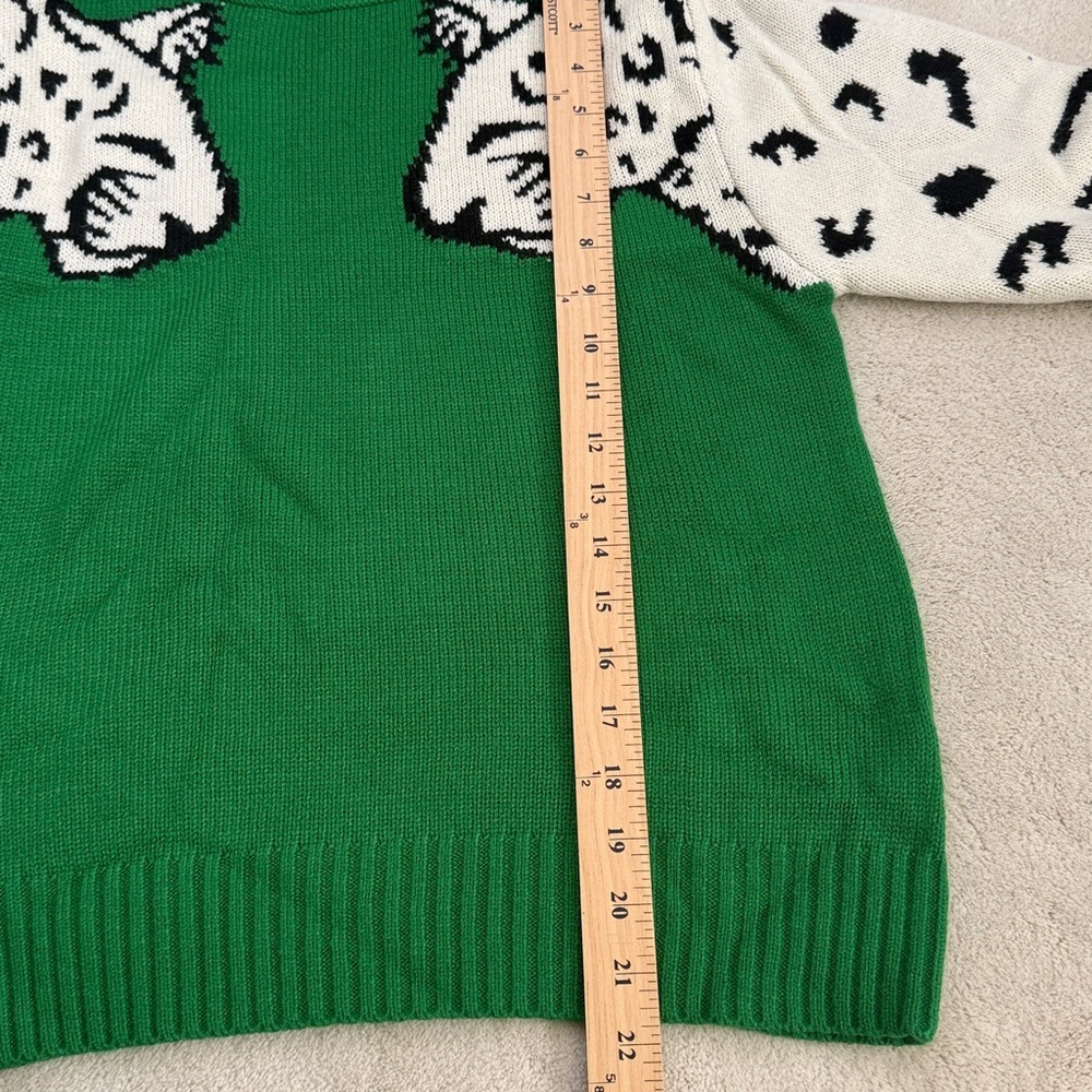 Junboon Leopard Print Knitted Pullover Sweaters Long Sleeve Crew Neck Top M - Picture 8 of 9